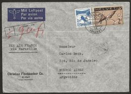 Flugpost Schweiz 1939 Genf Marseille Buenos Aires Luftpost
