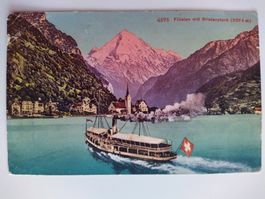 Alte AK, Schiff, Flüelen mit Bristenstock, 1903 Rar!