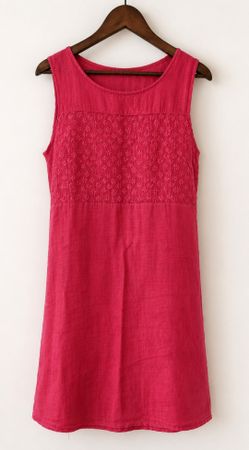Besticktes schönes Leinenkleid, Grösse S, pink