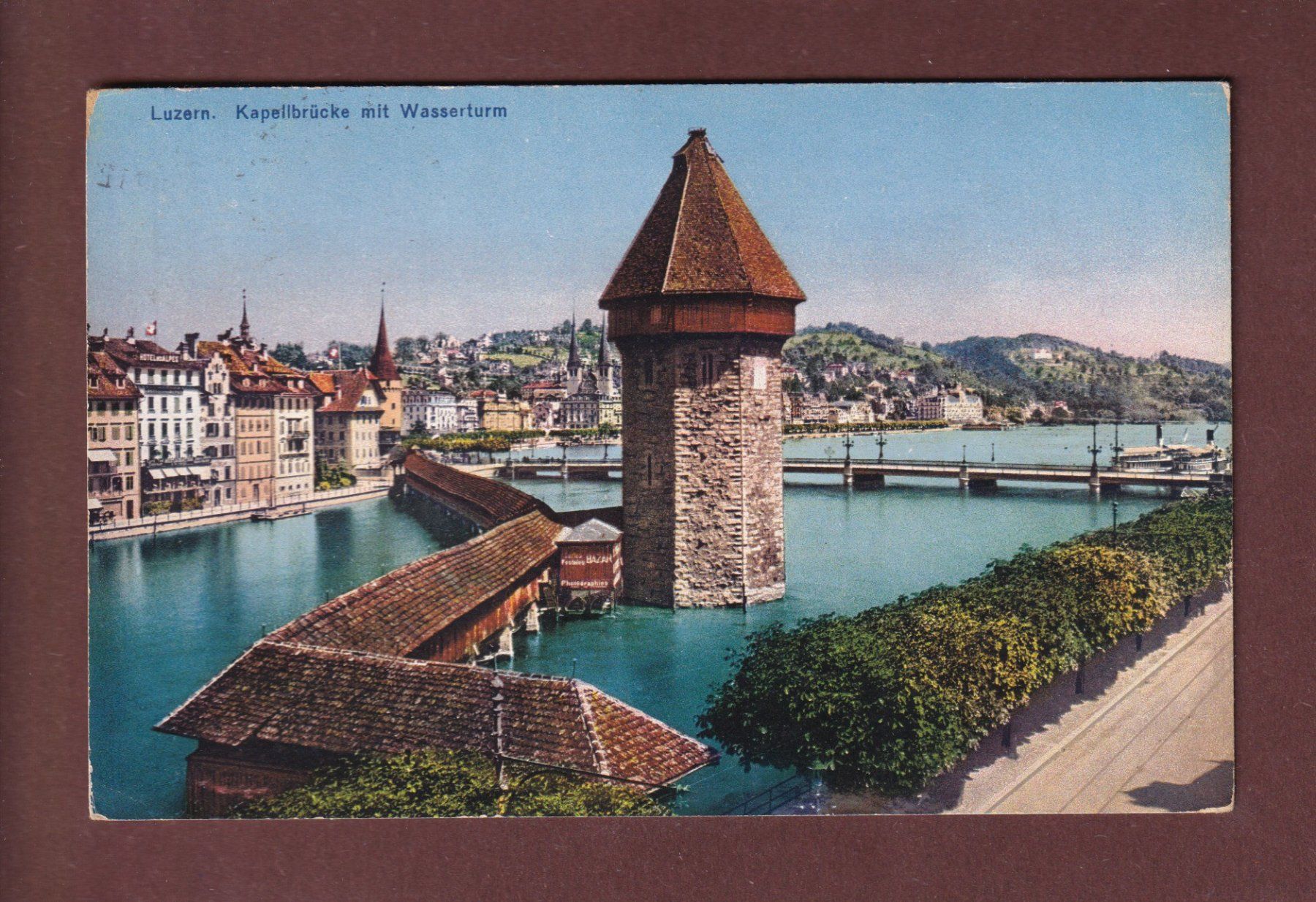 Cartoline postali: LUZERN - Kapellbrücke - Wasserturm - 1923 – Usato da Pully venduto da nicecards-shop