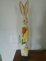 HASE Osterhase HOLZ DEKO    Häschen mit Tulpe & Häuschen