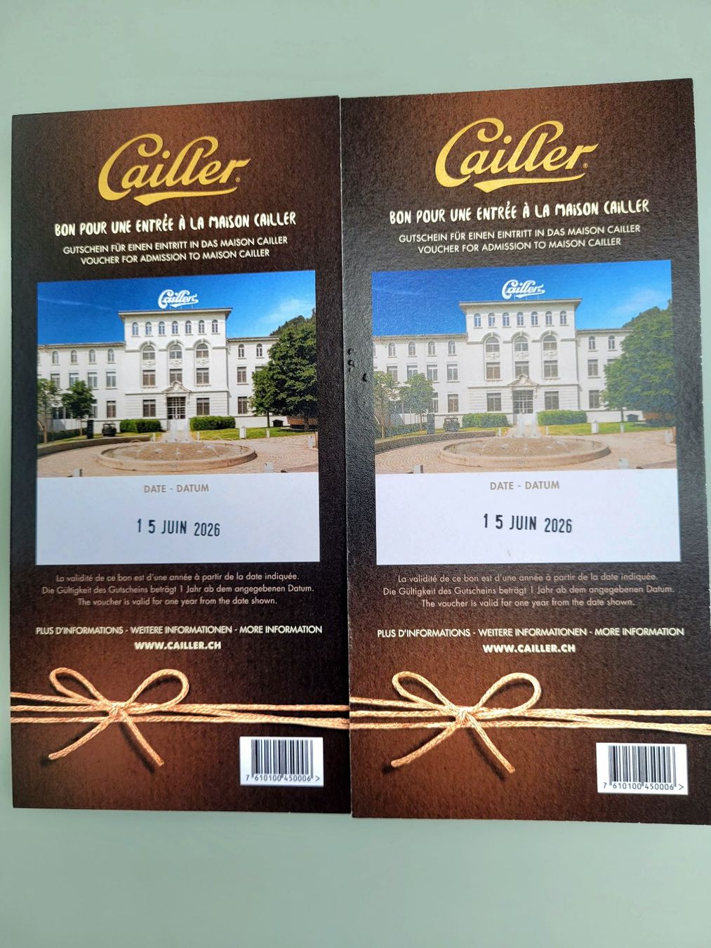 Buoni: Cailler Gutschein 2 Eintritts-Bons Maison Cailler CHF 34.00 – Nuovo e nell'imballaggio originale da Hagendorn venduto da hagendorna