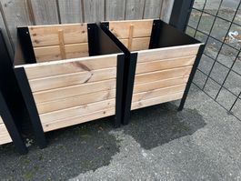 Blumentöpfe Holz Metall schwarz 2 Stck