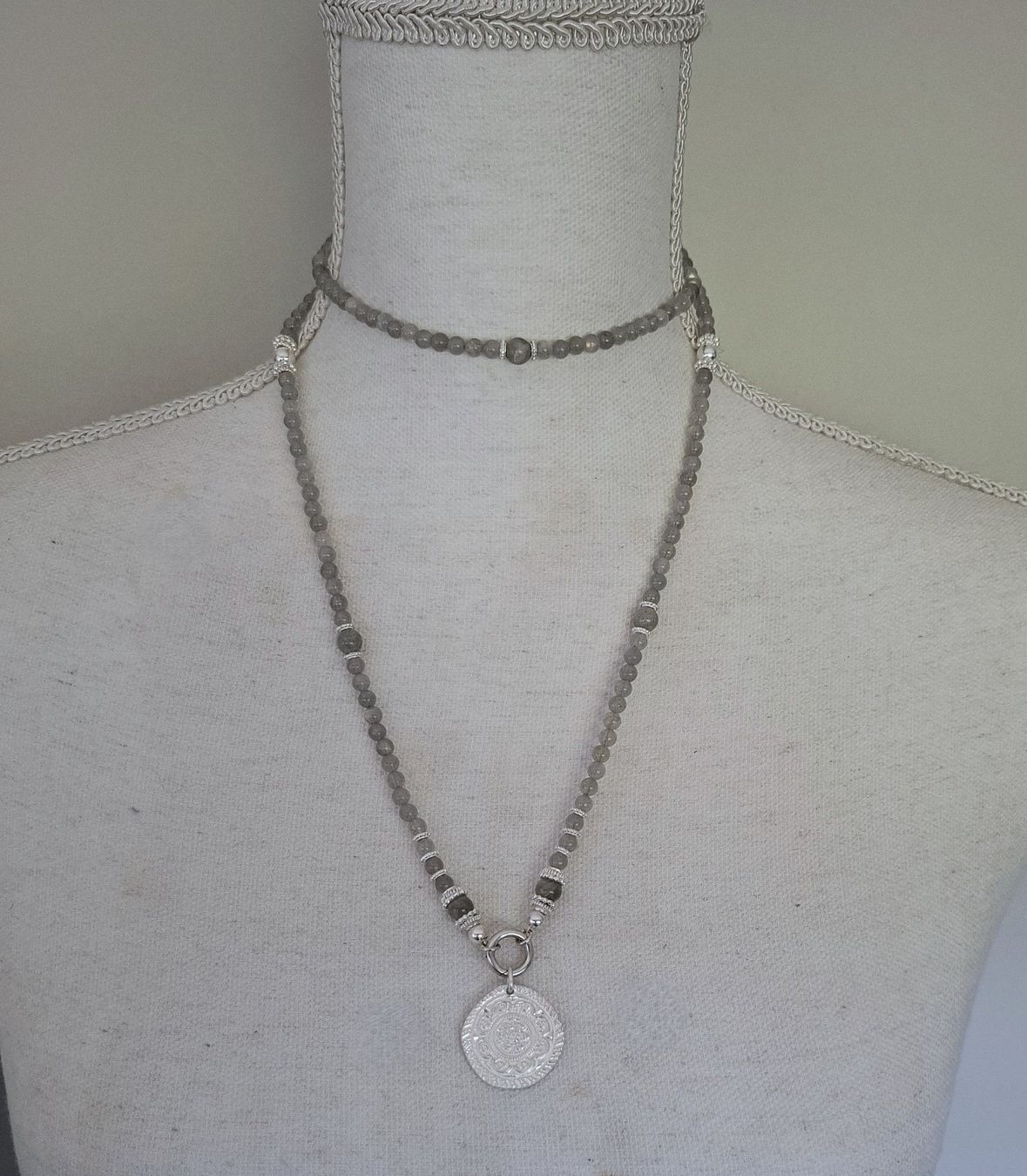 Catenine: LABRADORIT -  Edelsteinkette - Sterling Silber - grau – Nuovo e nell'imballaggio originale da Mühlethal venduto da nicita-modeschmuck 4