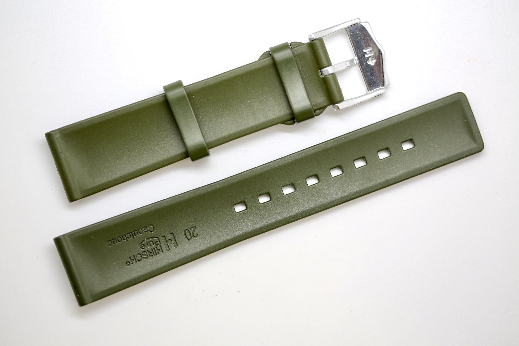 Orologi: Hirsch Kautschuk Pure Grün 20mm – Nuovo (secondo la descrizione) da Reinach BL venduto da Han-Numismatik 1