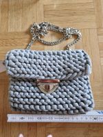 Handgemachte graue Stricktasche mit Kette, neu und speziell!
