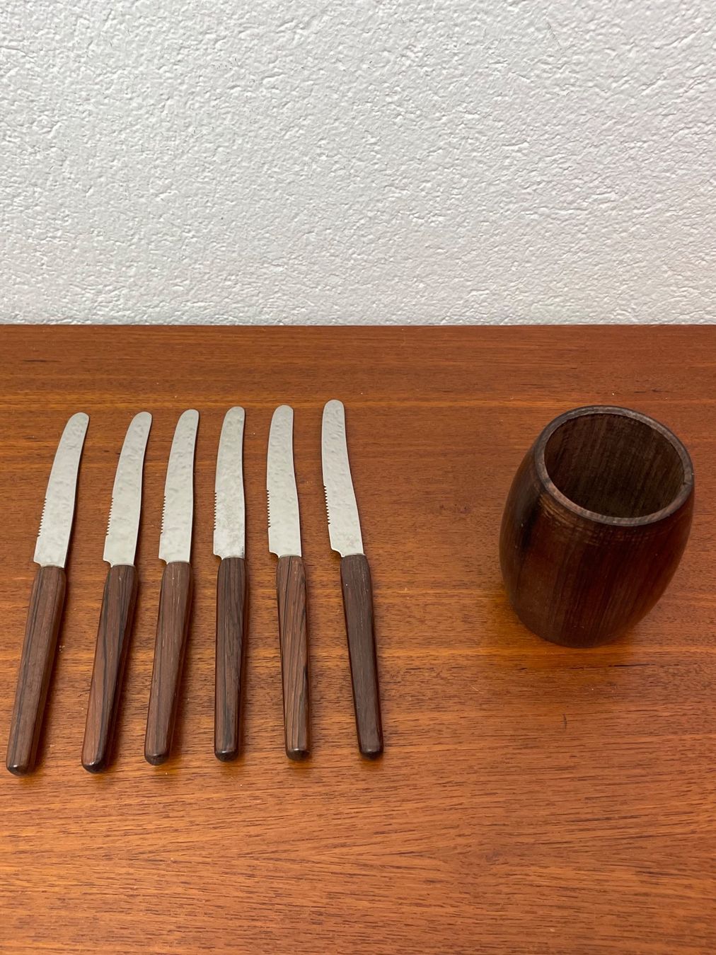 Solingen Set di posate: Vintage Buttermesser Set Palisander mit Halter Messer Set – Usato da Zürich venduto da Vintagewiesel 2