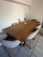 Dining Table with 6 Chairs wooden and fabric set