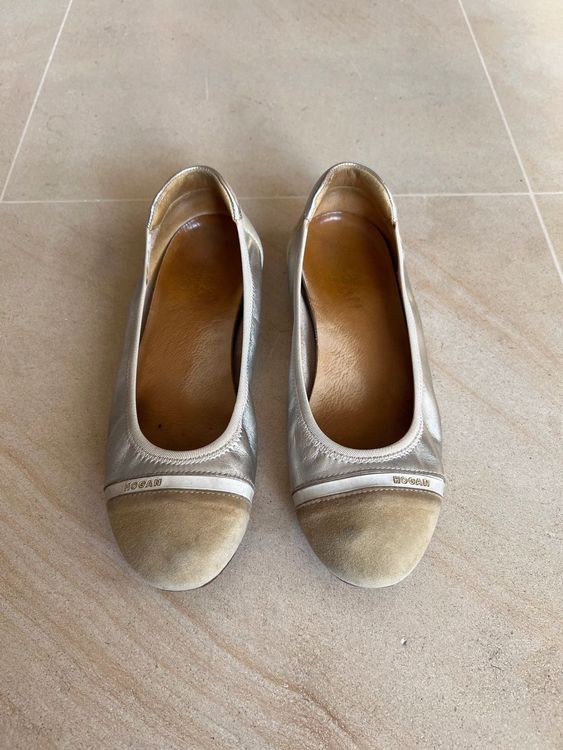 Ballerines Hogan En Cuir Argenté - Pointure 36 EU - Occasion Très Bon état - Fabriqué En Italie