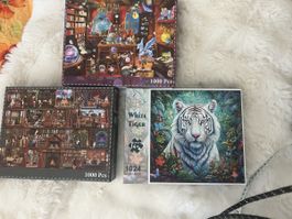 Puzzles 3x 1000/1024 Teile Tiere Magische Welt neuwertig