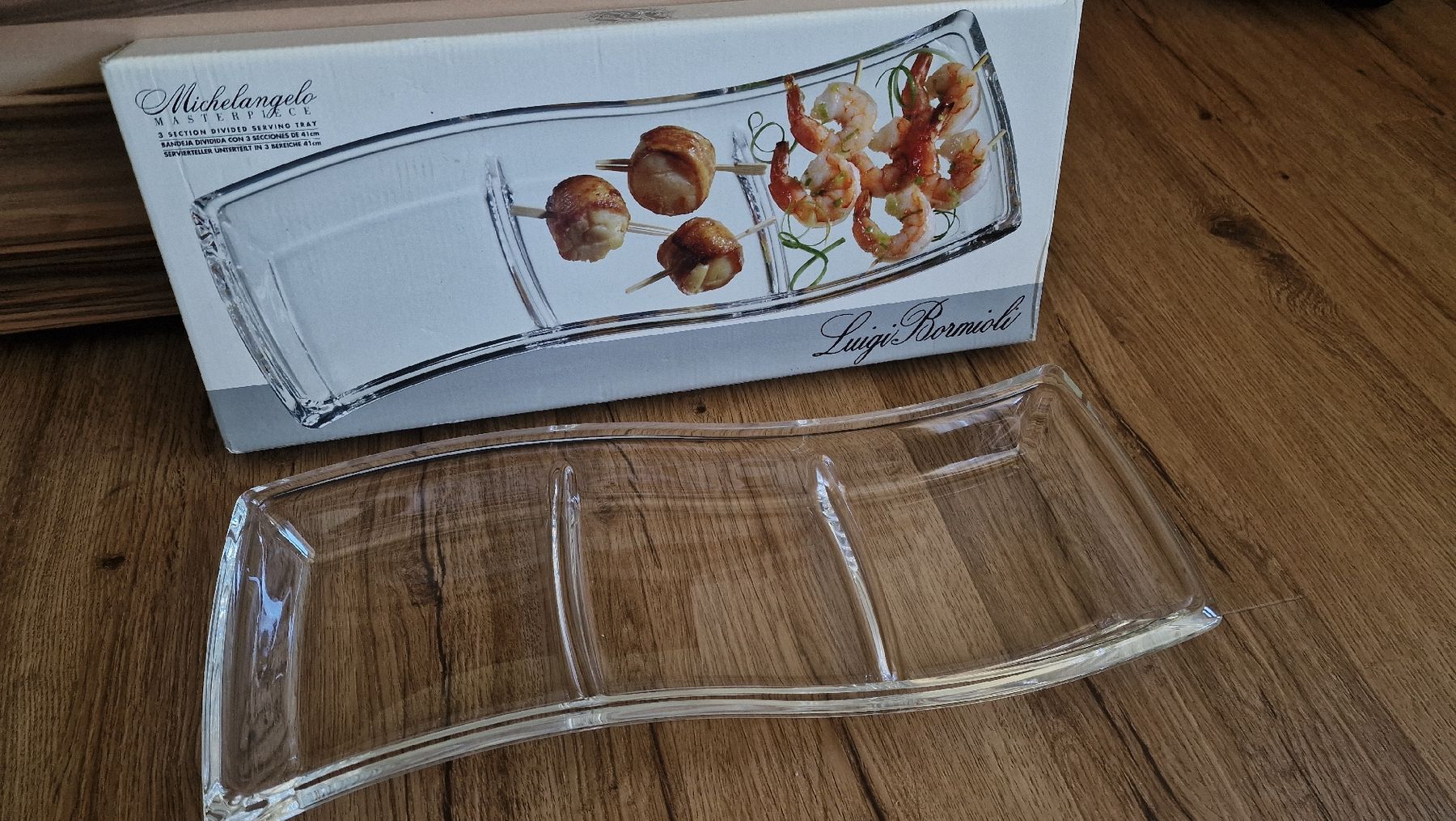 Servierplatten: Elegante Glasplatte Servierplatte 3er Fächer Aperitifteller – Neu (gemäss Beschreibung) aus Mönchaltorf von nzhuravel