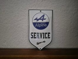 Emailschild Alpine Service Auto Werkstatt Emaille Schild