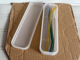 Trinkhalme Set Glas mehrfarbig mit Etui