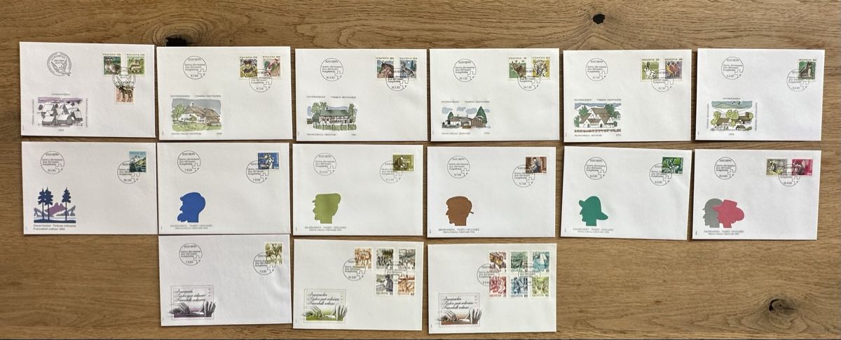 Tutti i francobolli: Schweiz - 15 FDC DAUERMARKEN 1985-1995 – Usato da Schmitten / FR venduto da Samsara169
