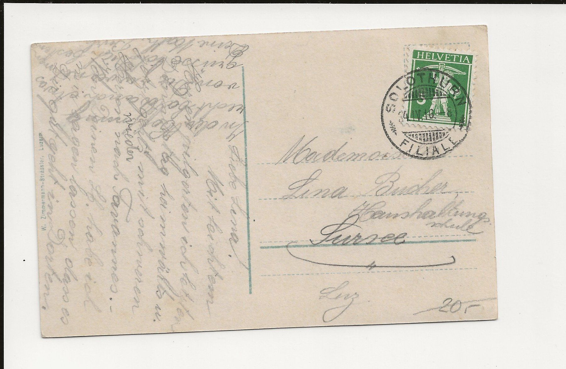 Ansichtskarten: AK 1916 Solothurn belebt – Gebraucht aus Greifensee von 315WDO 1