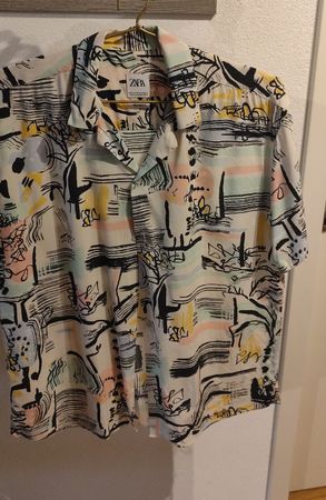 Chemise Zara homme, taille M, motifs artistiques originaux!