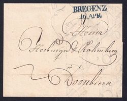 Vorphilabrief 1841 von Bregenz nach Dornbirn, sehr fein