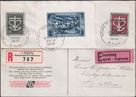 1945 W19-W21: Brief, Blockausschnitt, Besonderheit St.Gallen