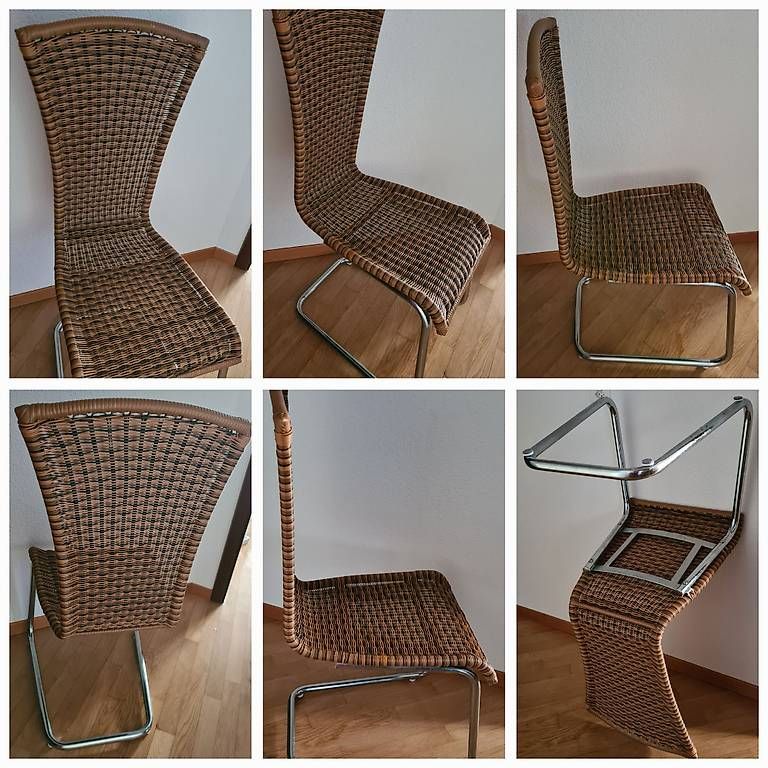 Sedie: 4 Stk Freischwinger Stühle. Rattan-Chrom – Usato da kuessnacht am rigi venduto da IceFan