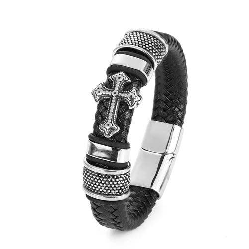 Bracciali & Braccialetti: Lederarmband mit eingelegtem Kreuz – Nuovo e nell'imballaggio originale da Liestal venduto da OMAROSHOP 2