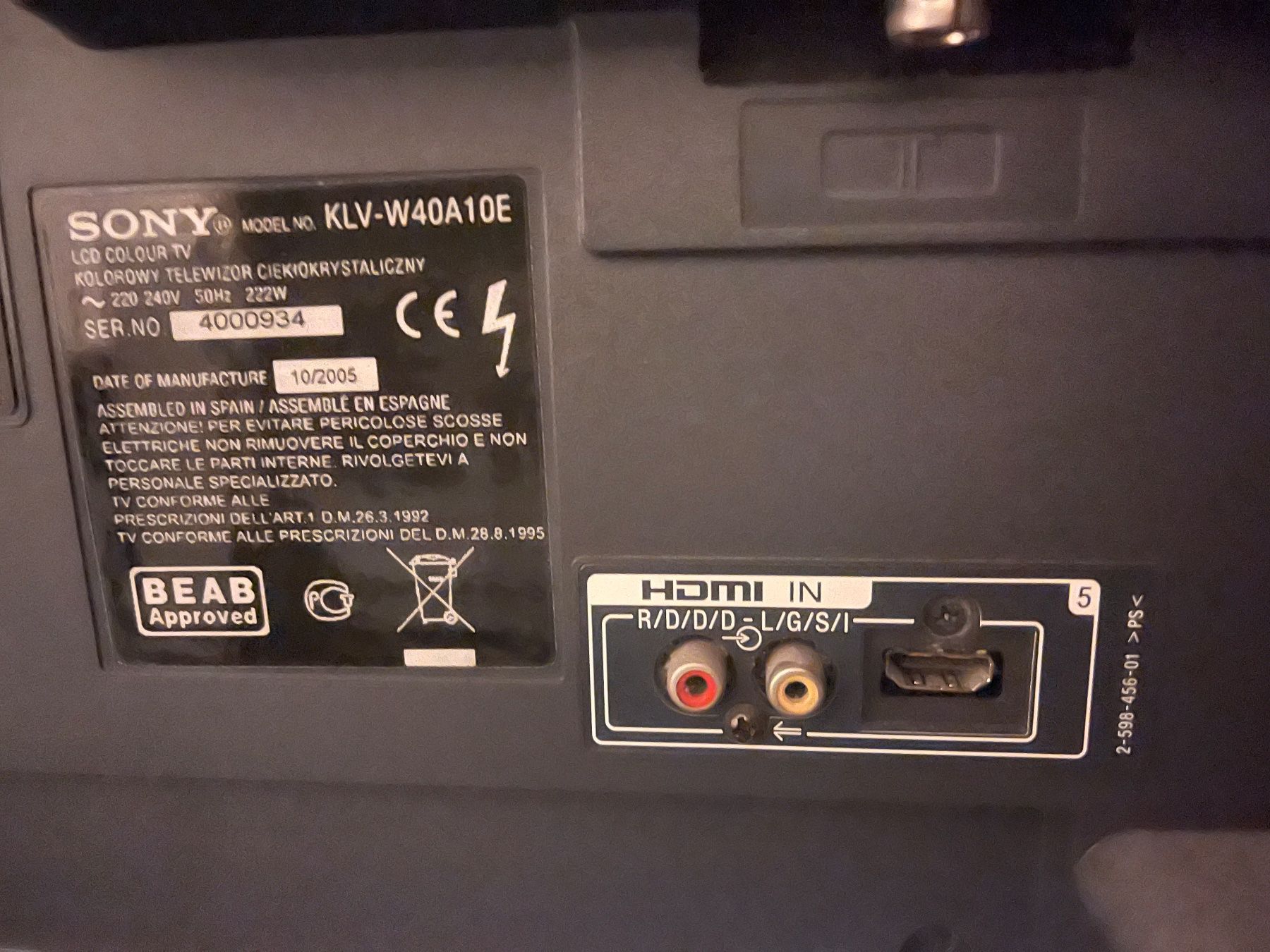 Sony Fernseher: Sony-W40A10E – Gebraucht aus Horgen von DaBaKl 1