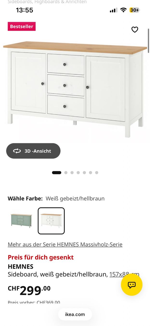 Ikea Commodes: Weisses Sideboard mit Holzplatte – D'occasion à Neuhausen par cha_29dk 1