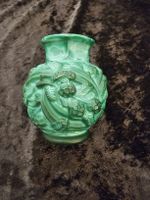 Grüne Malachit Glas Vase, Blumenvase, Vintage Stil.