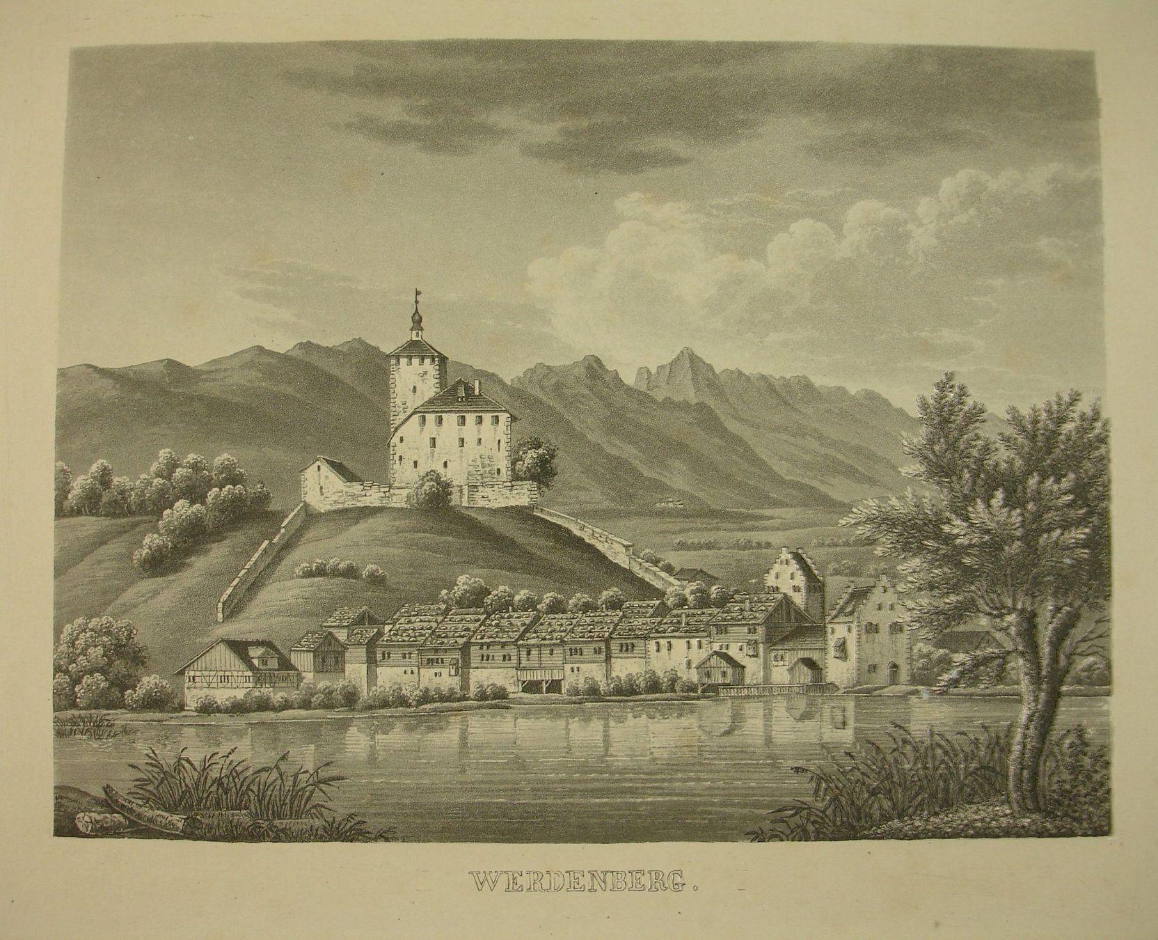 Incisioni: WERDENBERG, AQUATINTA 1867 – Usato da Grüningen venduto da Kartensammler