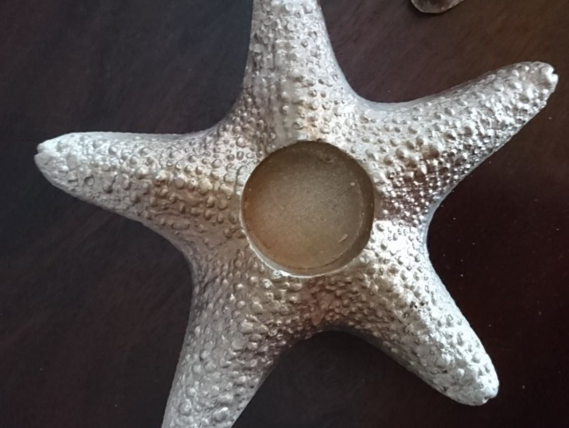Portacandele: 3 Handgefertigte Kerzenständer aus Gips, Seestern – Usato da Uster venduto da Witchblade5 1