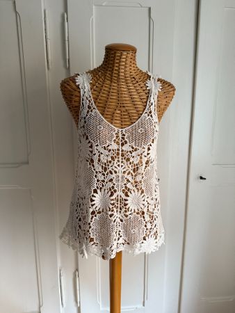 Shabby Chic Häkeltop offweiss S