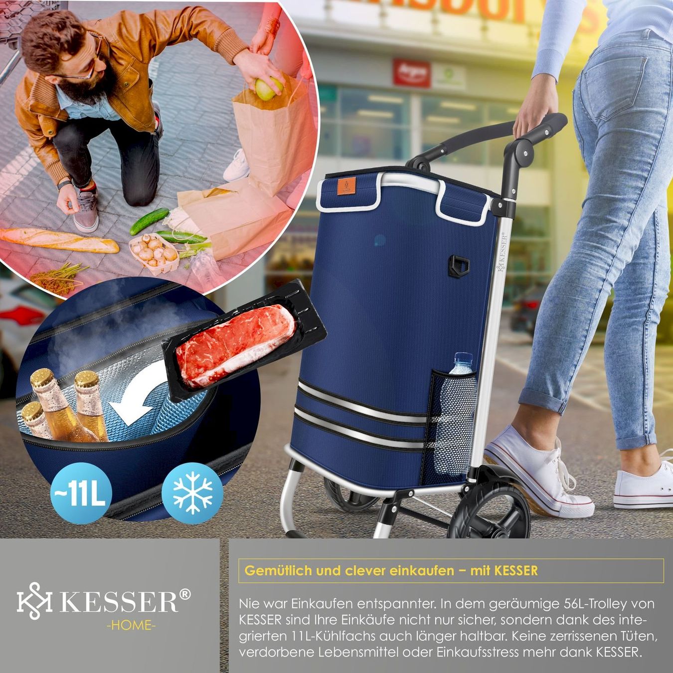 Borse: KESSER Einkaufstrolley 56L navyblau – Nuovo e nell'imballaggio originale da Bottighofen venduto da zaap 4