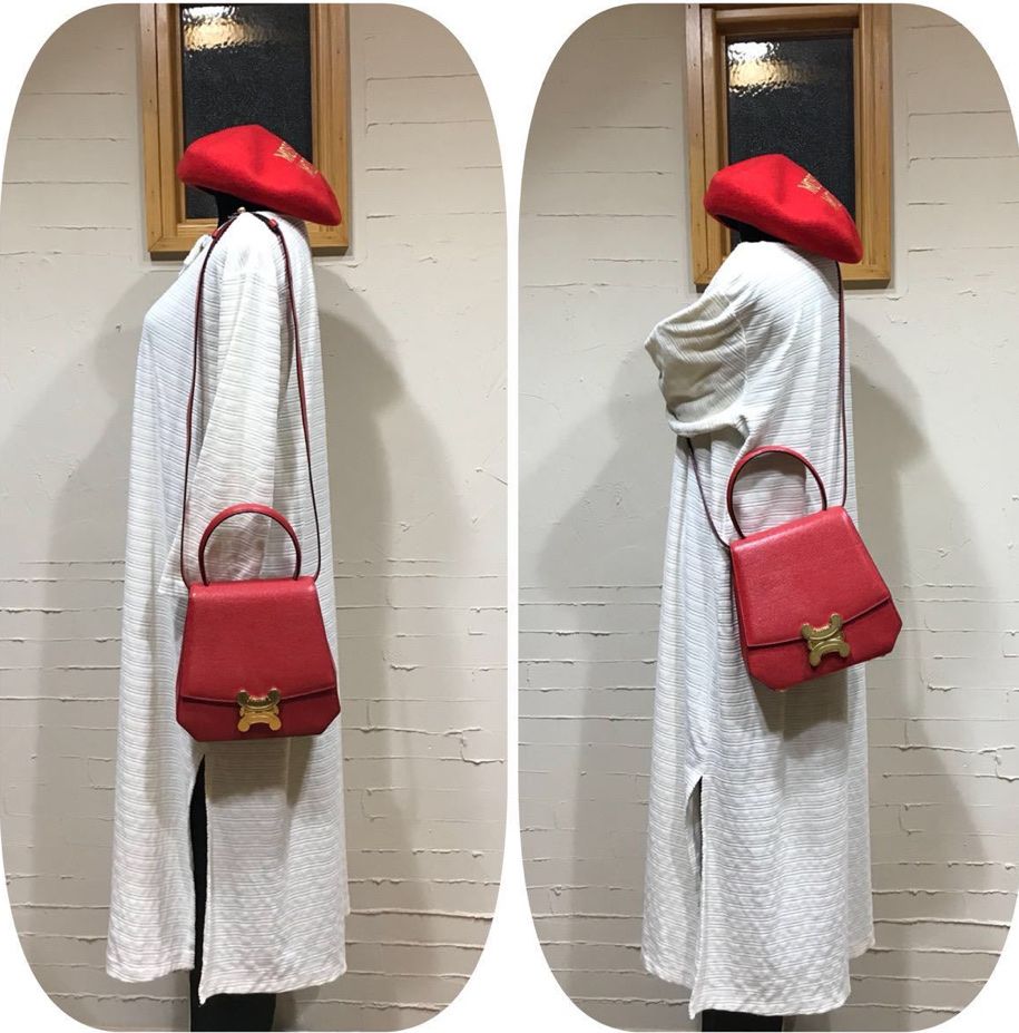 Celine Borse da donna: Sac Céline triomphe vintage rouge, cuir véritable – Usato da Jussy venduto da VanderVault 8