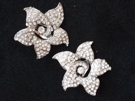 Vintage klassische Blüten Strass Ohrclips
