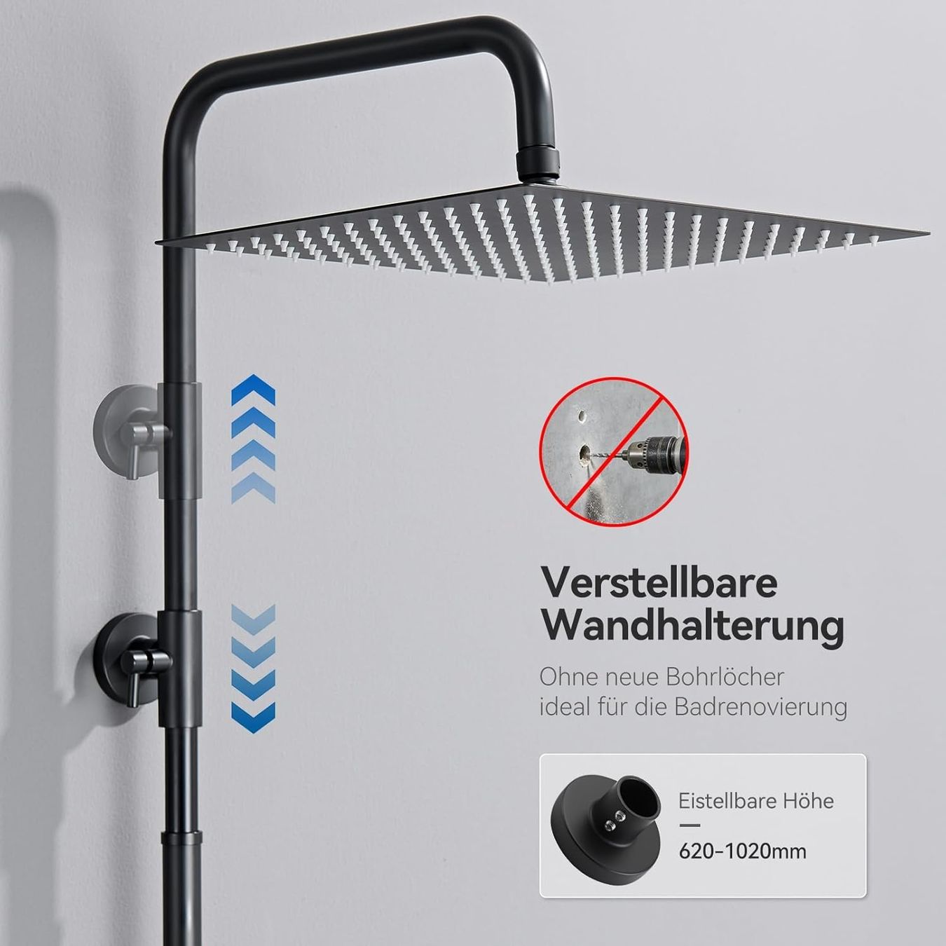 Soffioni doccia: Regendusche Duschsystem Schwarz 30cm Edelstahl Duschset – Nuovo e nell'imballaggio originale da Zürich venduto da jasminleut 4