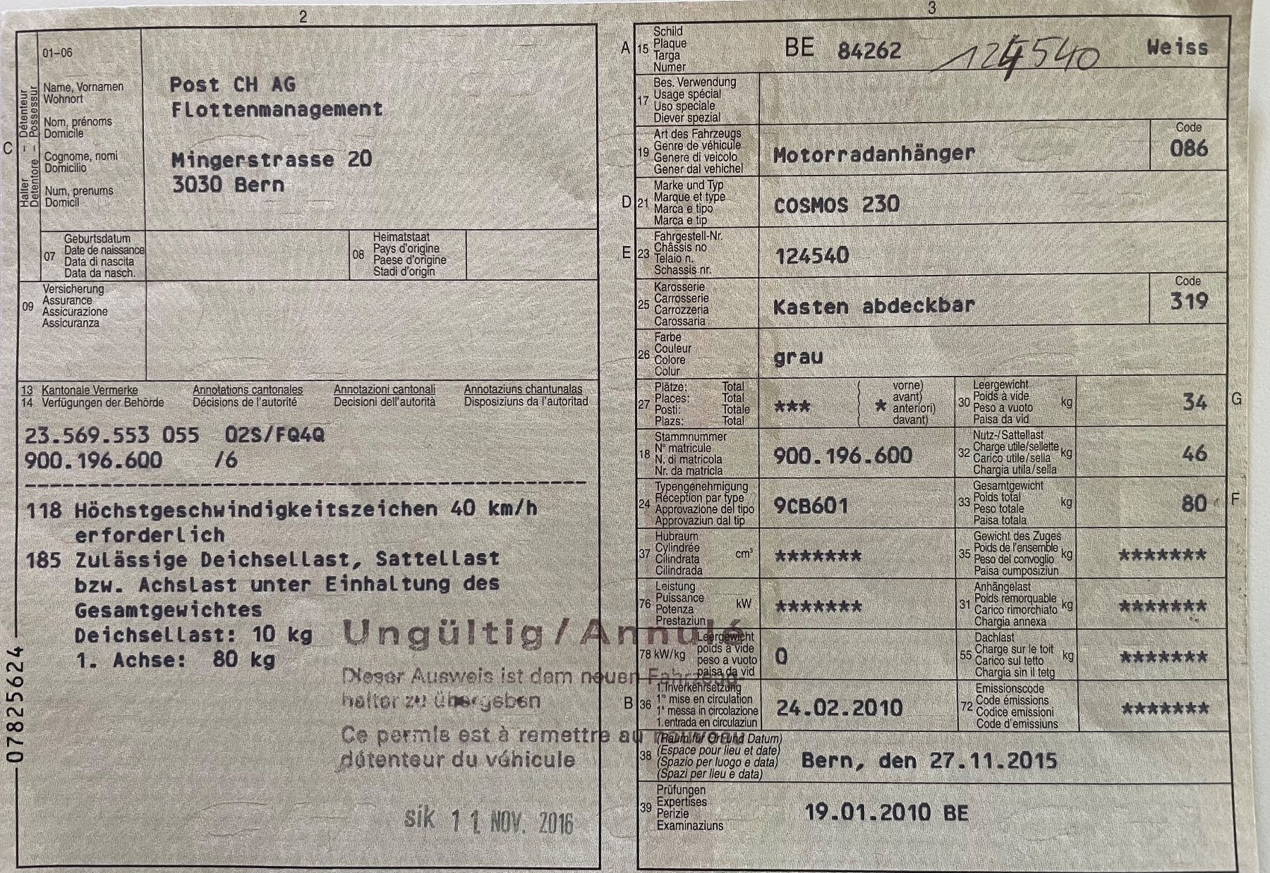 Anhänger: Postanhänger Velo- oder Töfflianhänger – Gebraucht aus Beinwil am See von Skandi0 9