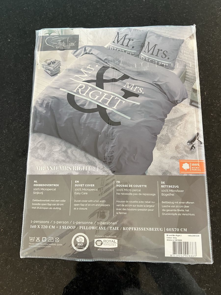 Biancheria da letto: Mr. & Mrs. Right Bettwäsche Set, Neu, Grau! – Nuovo e nell'imballaggio originale da Wittenbach venduto da Tamara113