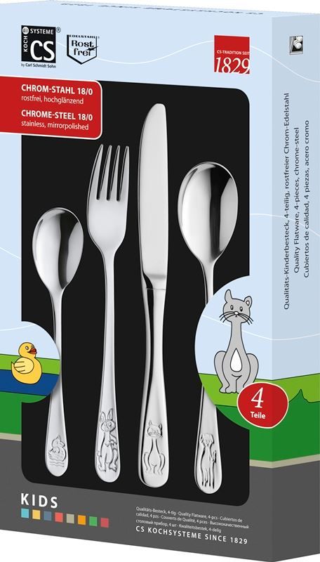 Set di posate: Besteck KIDS Kinderbesteck Set 4-tlg. – Nuovo e nell'imballaggio originale da Wettingen venduto da kochshop 2