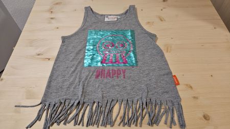 Emoji  träger T-Shirt Gr134 Sommer Tunika Fransen Pailletten