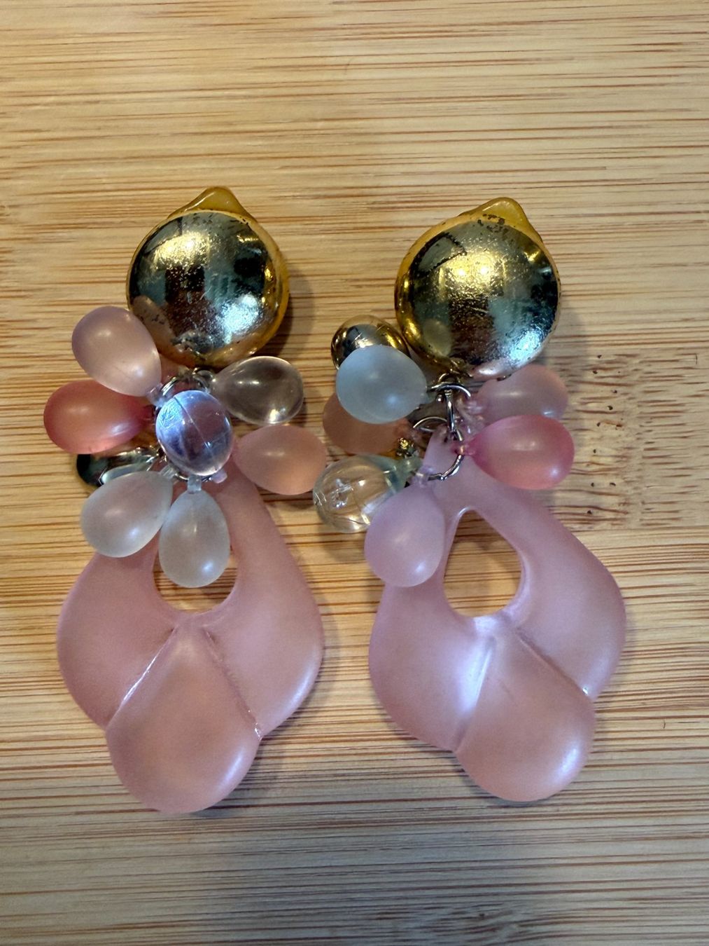 Orecchini pendenti & Orecchini a lobo: Modeschmuck Ohrringe rosa und goldfarben – Usato da Basel venduto da zukk_