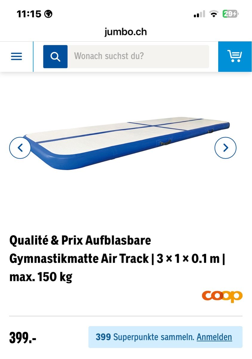 Tappetini fitness: Gymnastikmatte Air Track – Usato da Kriens venduto da martinastu 2