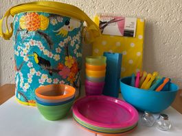 Farbenfrohes Picknick-Set (IKEA & Migros / 2010er)