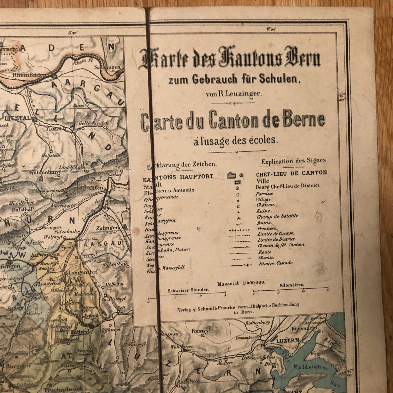 Cartine & Atlanti: R. Leuzinger: Schulkarte des Kantons Bern – Usato da Zürich venduto da allp 2