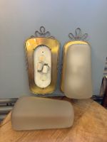 2 Vintage Wandlampen mit Messing & Milchglas