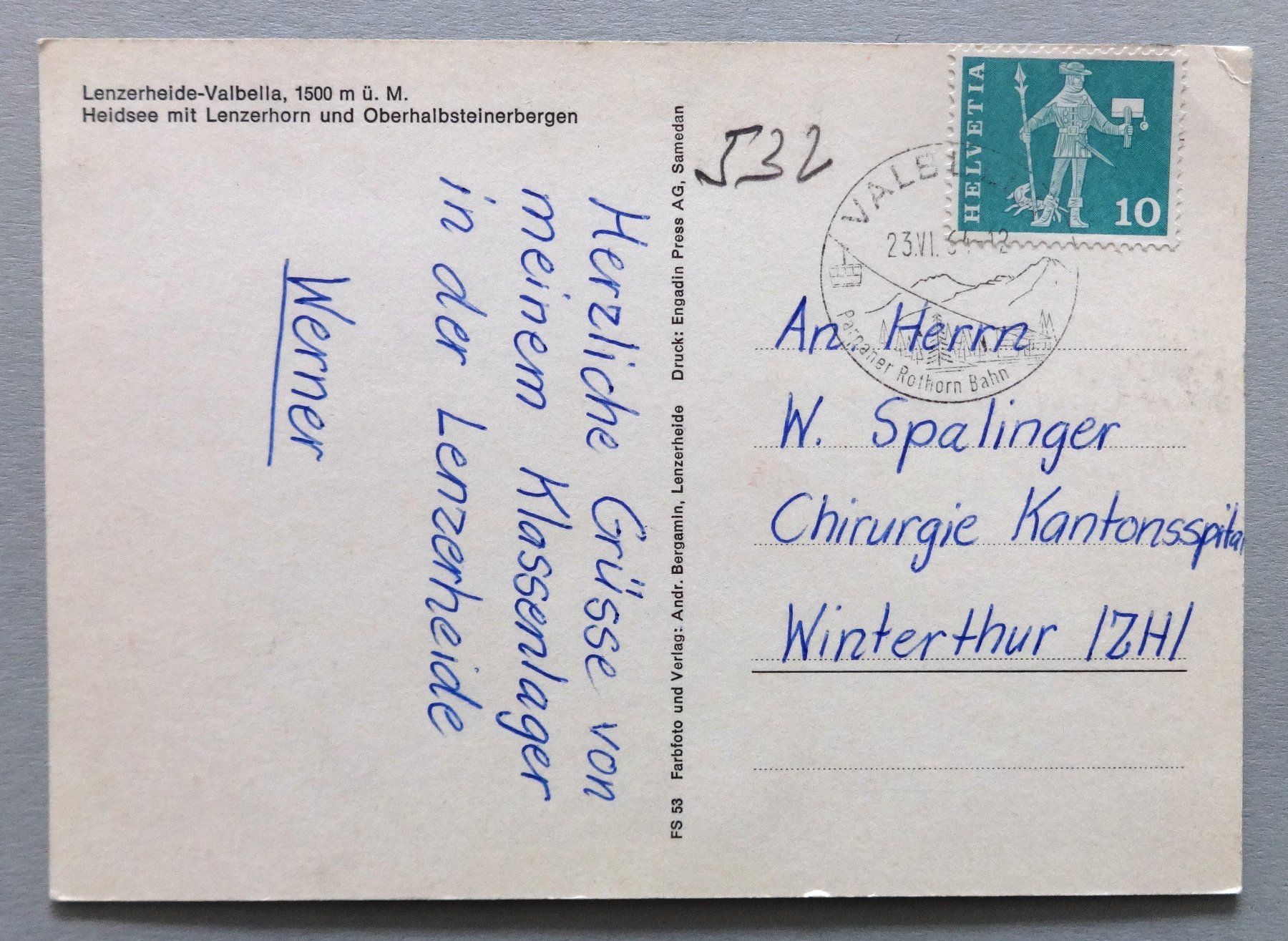Cartes postales: Heidsee mit Lenzerhorn und Oberhalbstein – Défectueux à Fétigny par Billy2miny 1