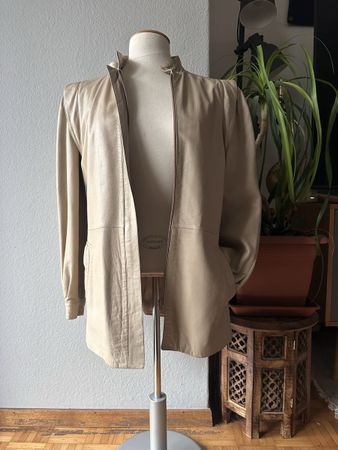 Damen Lederjacke echt Leder beige Gr. 44 – Made in Italy