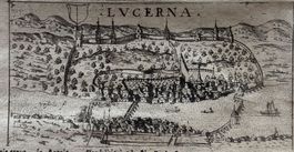 Orig. Kupferstich 1713 - Lucerna, Luzern  v. Fr. Valegio