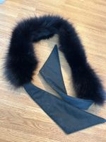 Eleganter schwarzer Echtfell-Kragen ca. 130 cm -col fourrure