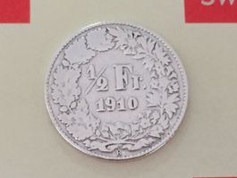 1/2 Franken 1910 ss, nur 1,0 Mio!