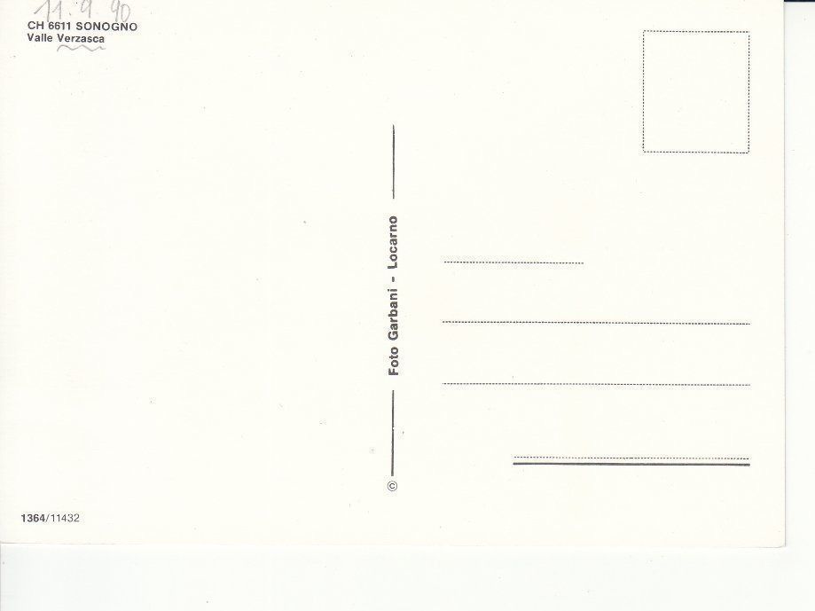 Cartoline postali: Sonogno 1990 – Usato da Bürglen TG venduto da StampGraf 1