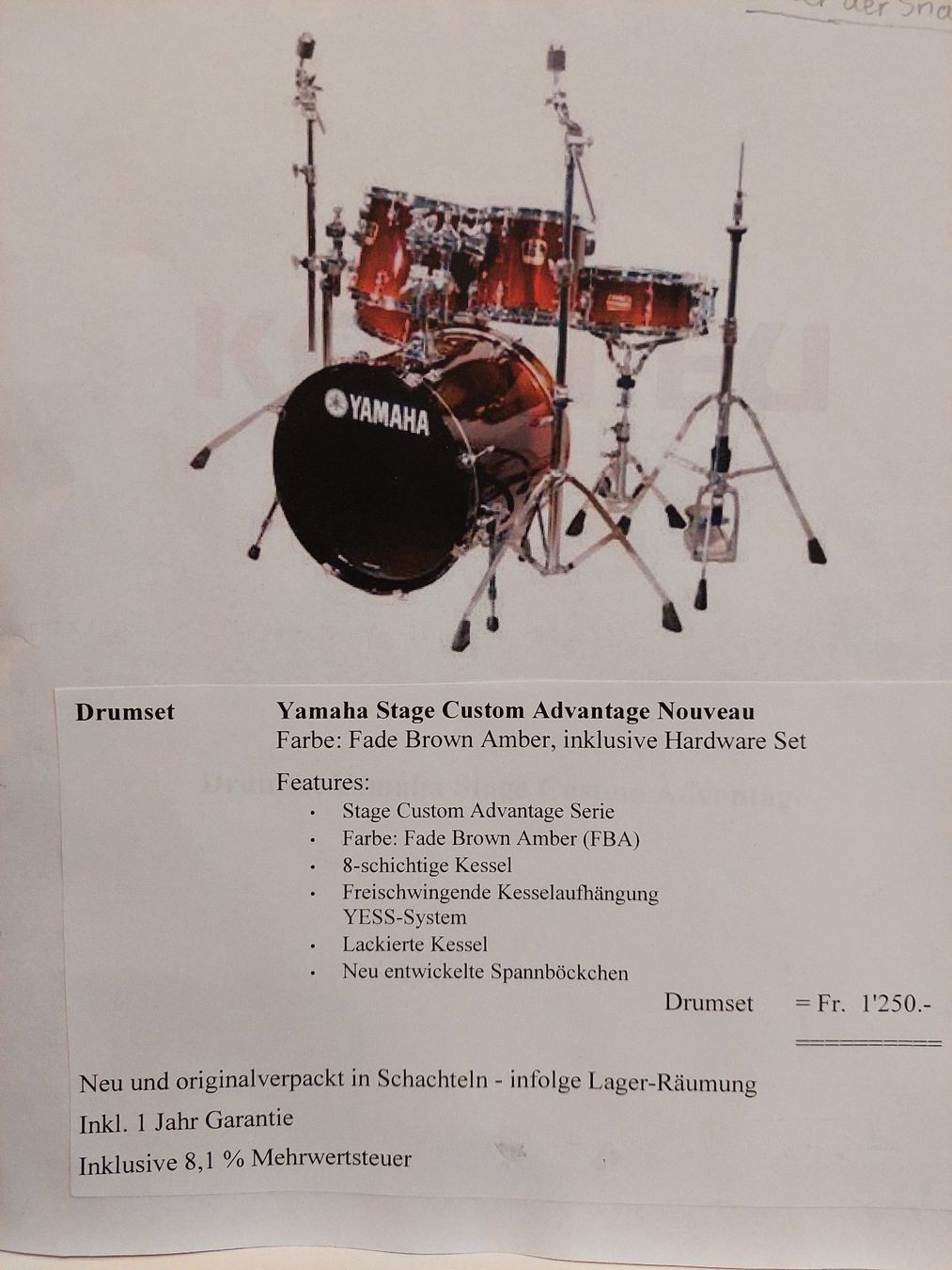 Yamaha Strumenti musicali: Drumset Yamaha Stage Custom Advantage – Nuovo e nell'imballaggio originale da Davos-Platz venduto da musikhauskollegger 7